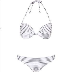 Topshop Striped Textured Bikini